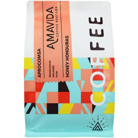 Amavida Coffee Roasters 12 oz Bag of Honey process Honduras coffee by APROCOMSA.
