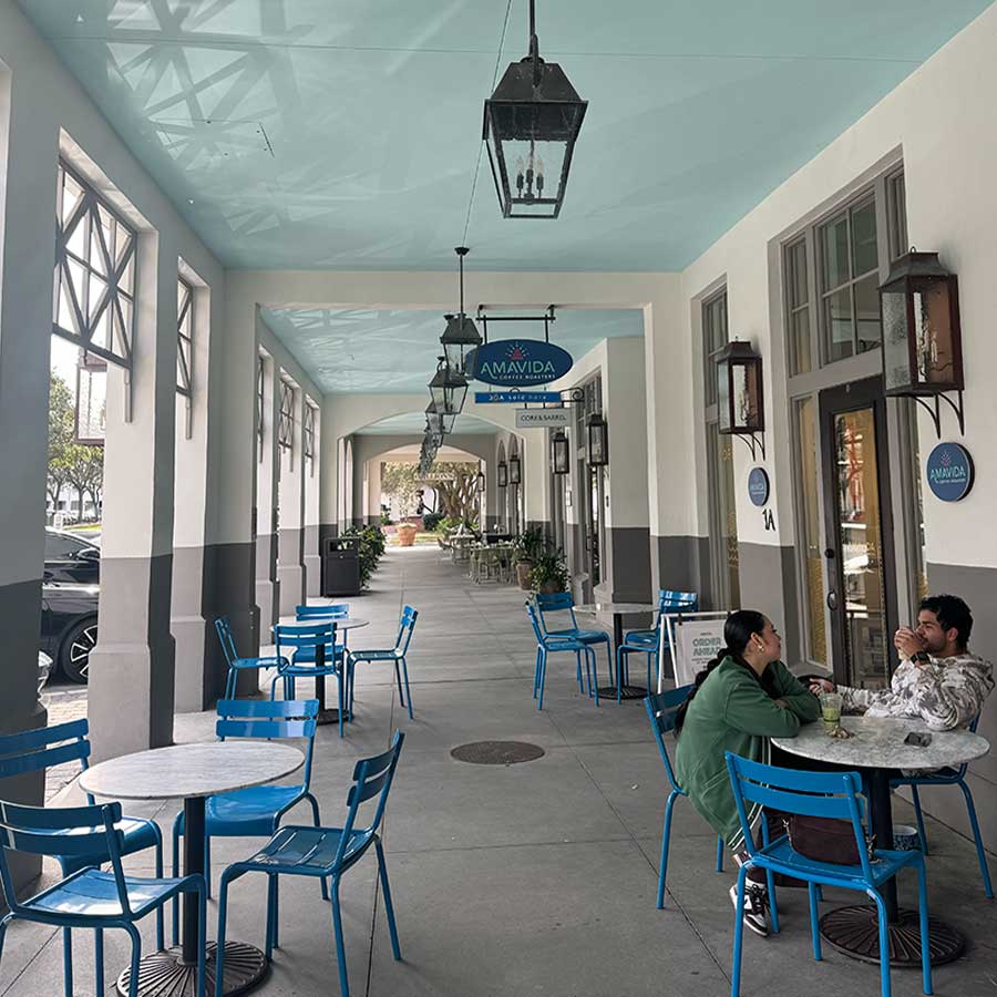 Brewing local specialty coffee in Rosemary Beach, FL. Cafe location with outdoor seating.