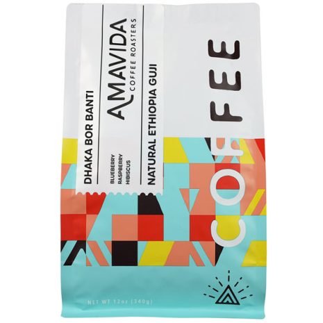 Amavida Coffee Roasters 12oz bag of Natural Ethiopia by Dhaka Bor Banti Cooperative.